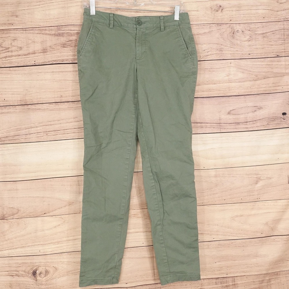 Eddie Bauer Pants Womens 0 Green Boyfriend Midrise Slim Chino Stretch 28x29